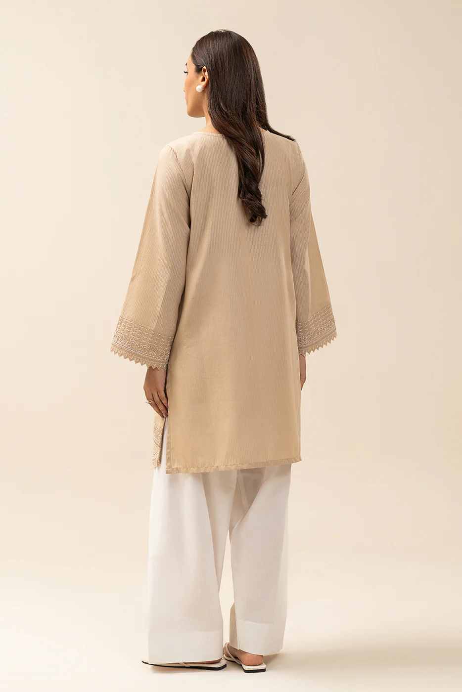 1 PIECE EMBROIDERED  TEXTURED LAWN SHIRT-SAND EDEN (UNSTITCHED) - Image 5