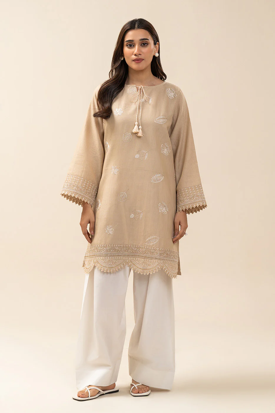1 PIECE EMBROIDERED  TEXTURED LAWN SHIRT-SAND EDEN (UNSTITCHED) - Image 6