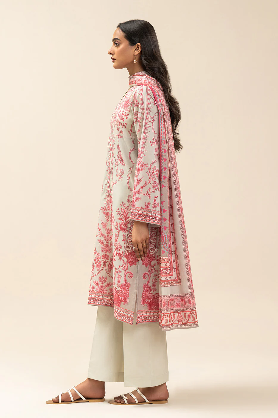 3 PIECE PRINTED LAWN SUIT-CRIMSON SUN (UNSTITCHED) - Image 4