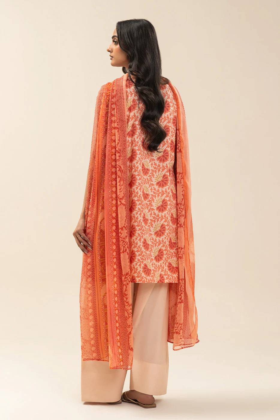 3 PIECE EMBROIDERED LAWN SUIT-CORAL JACQUARD (UNSTITCHED) - Image 3