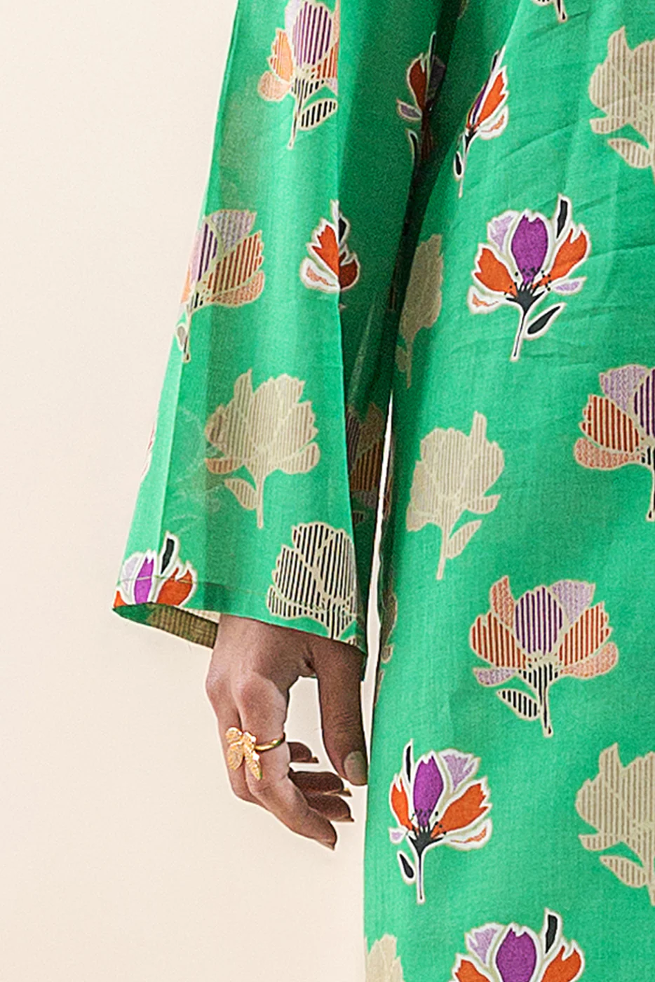 2 PIECE PRINTED LAWN SUIT-FOREST JADE (UNSTITCHED) - Image 3