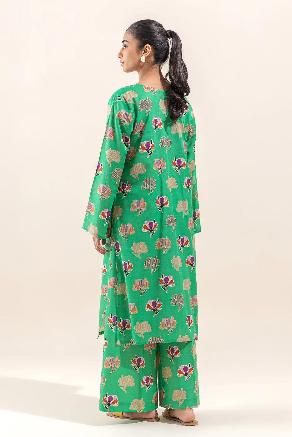 2 PIECE PRINTED LAWN SUIT-FOREST JADE (UNSTITCHED) - Image 5