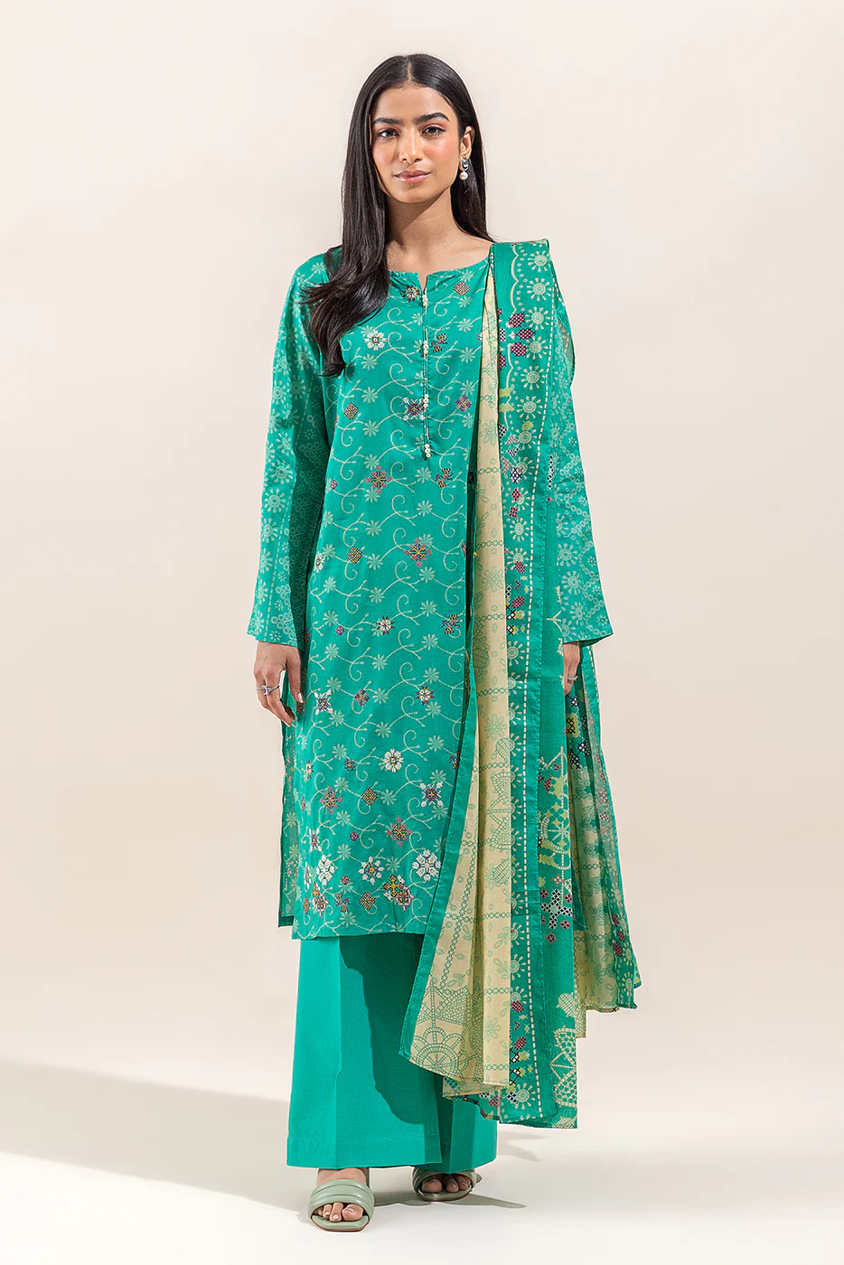 2 PIECE EMBROIDERED LAWN SUIT-SPRING BUD (UNSTITCHED) - Image 2