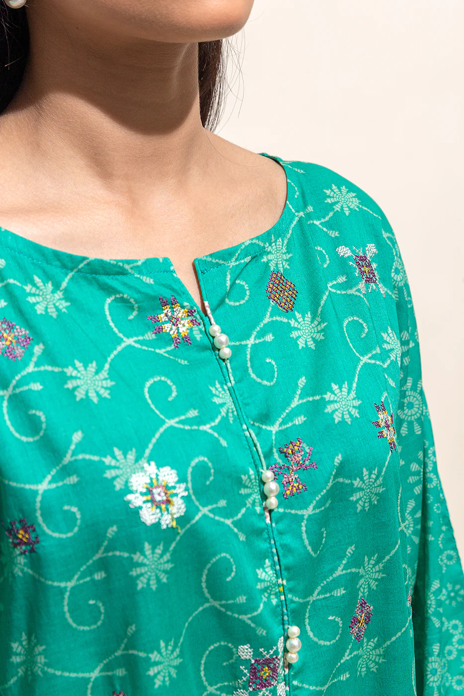 2 PIECE EMBROIDERED LAWN SUIT-SPRING BUD (UNSTITCHED) - Image 4