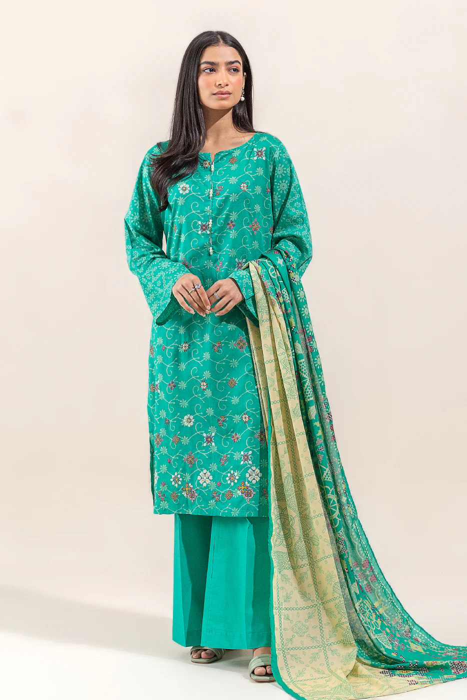 2 PIECE EMBROIDERED LAWN SUIT-SPRING BUD (UNSTITCHED) - Image 6
