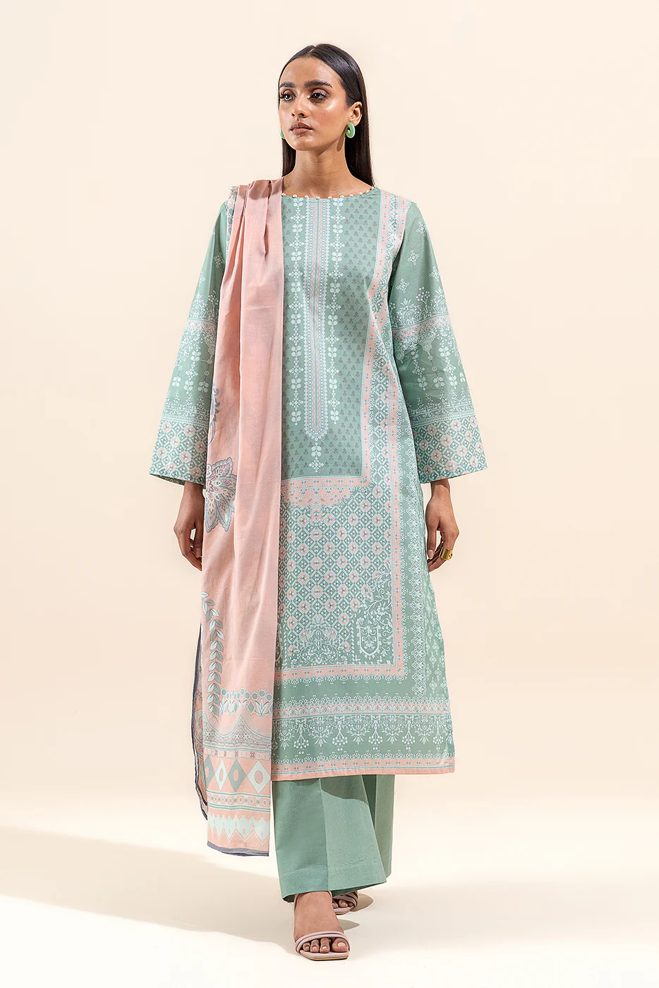 3 PIECE PRINTED LAWN SUIT-ARTIC WHISPER (UNSTITCHED) - Image 2