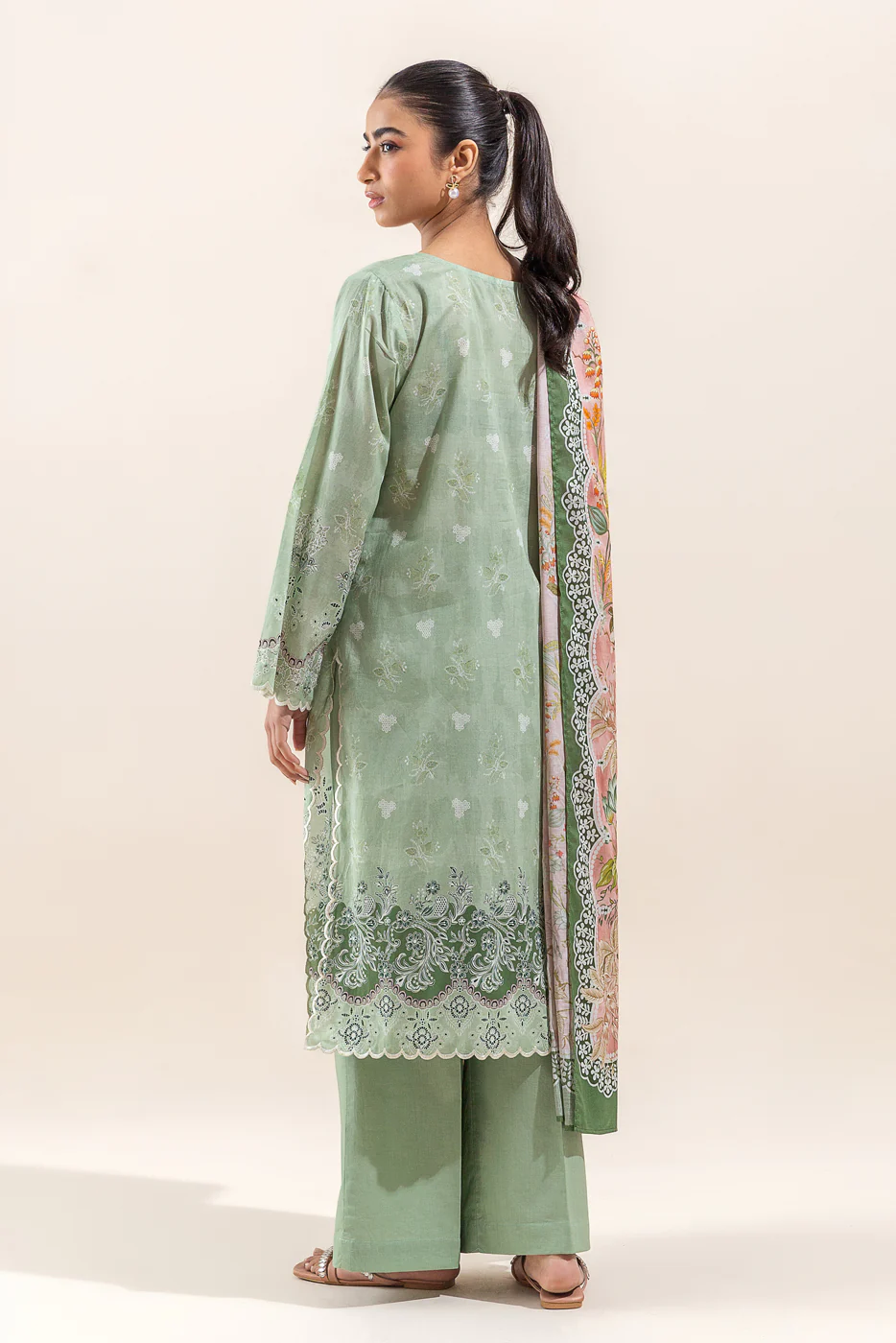 2 PIECE PRINTED LAWN SUIT-GREYED JADE (UNSTITCHED) - Image 5