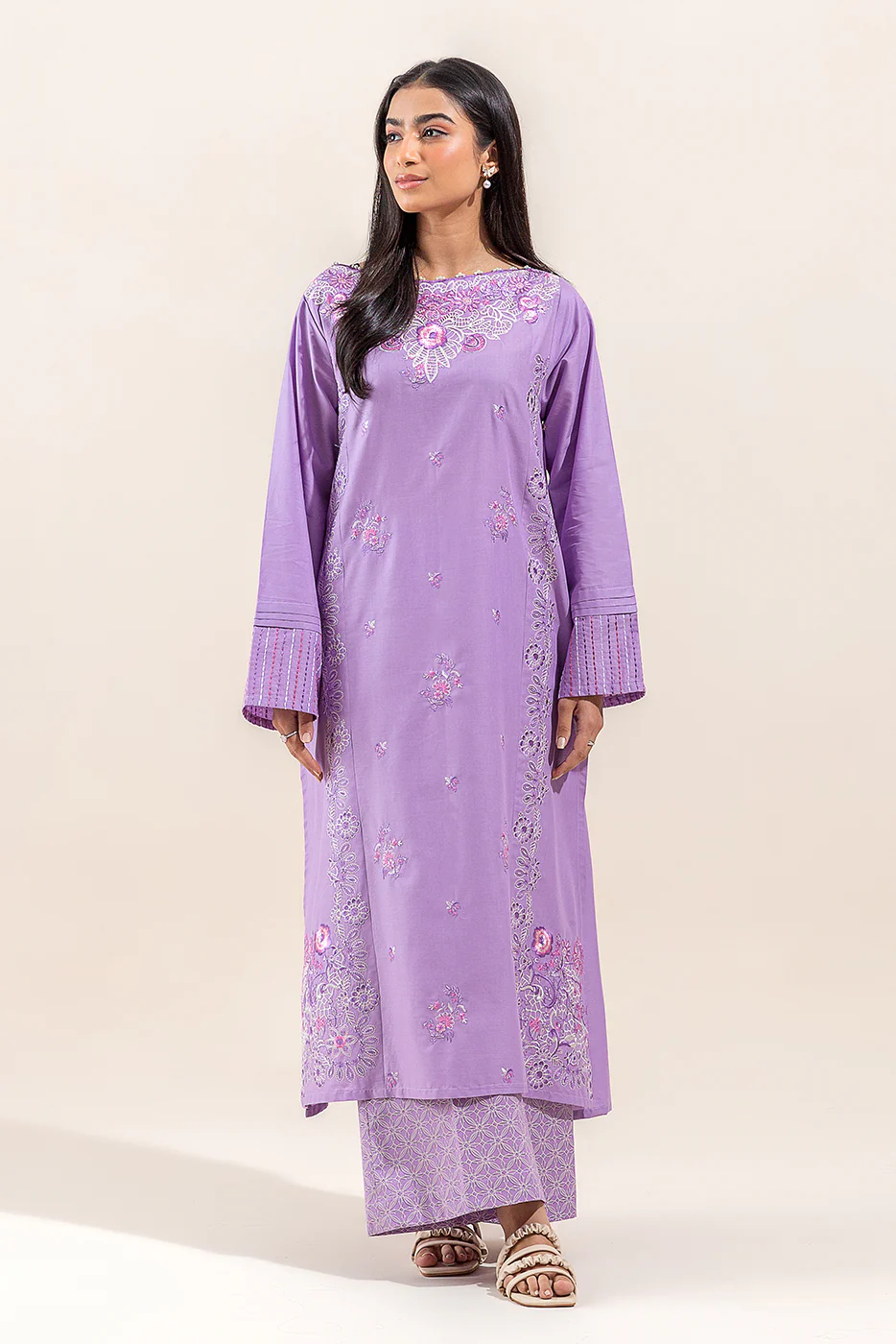 2 PIECE EMBROIDERED LAWN SUIT-ORCHID PETAL (UNSTITCHED) - Image 2