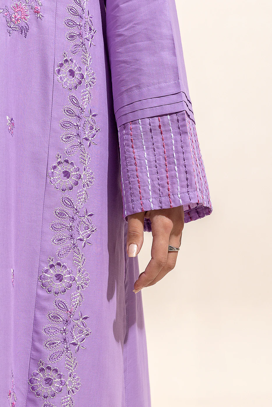 2 PIECE EMBROIDERED LAWN SUIT-ORCHID PETAL (UNSTITCHED) - Image 3