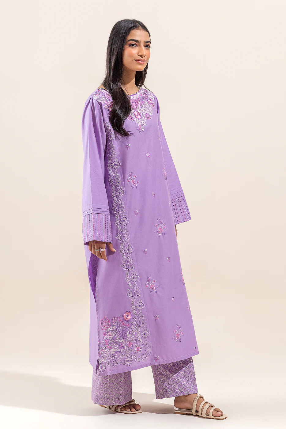2 PIECE EMBROIDERED LAWN SUIT-ORCHID PETAL (UNSTITCHED) - Image 6