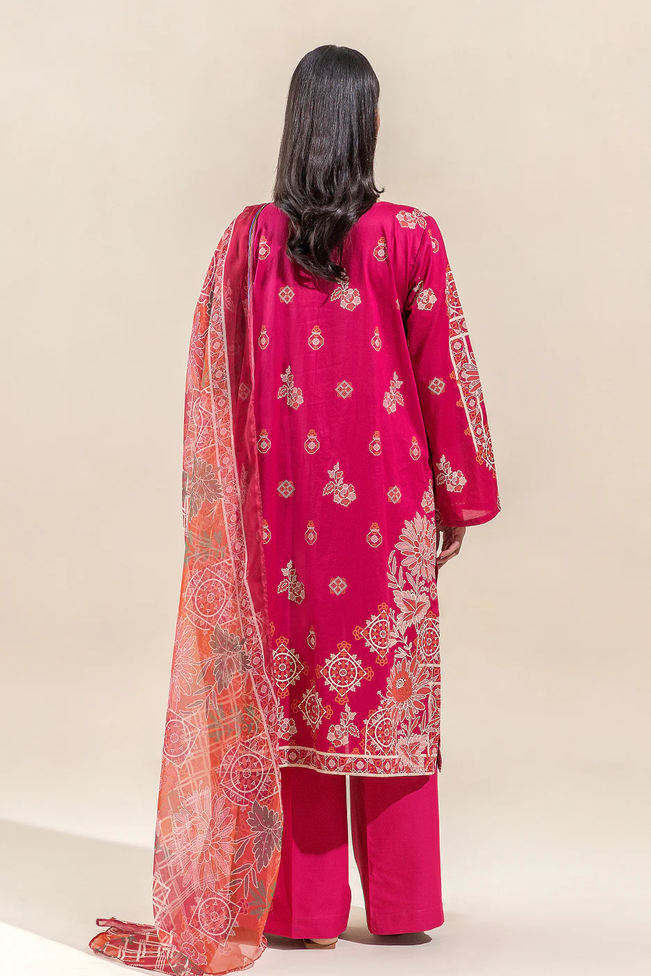 3 PIECE EMBROIDERED LAWN SUIT-SCARLET STONE (UNSTITCHED) - Image 5