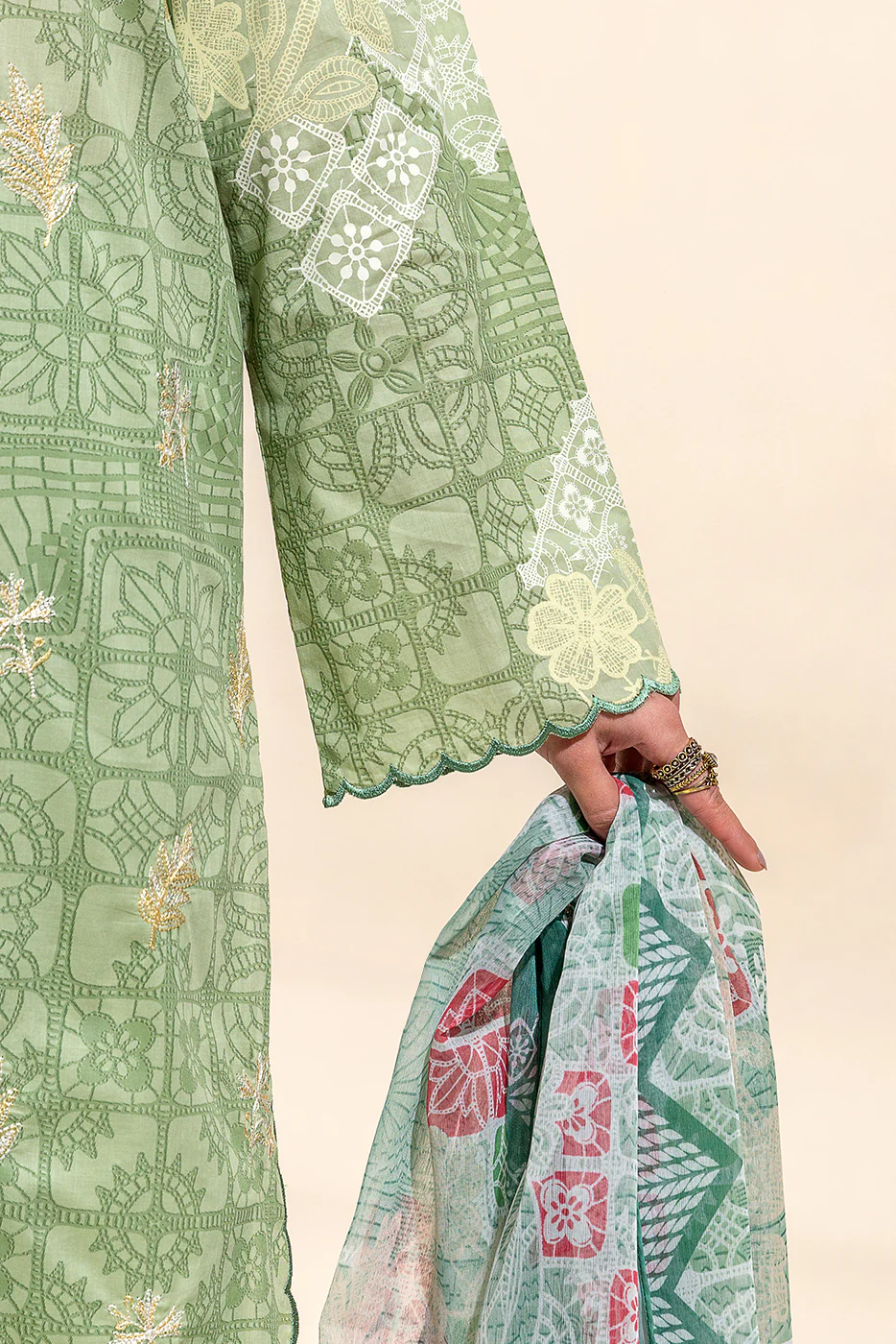 3 PIECE EMBROIDERED LAWN SUIT-SAGE PEARL (UNSTITCHED) - Image 3