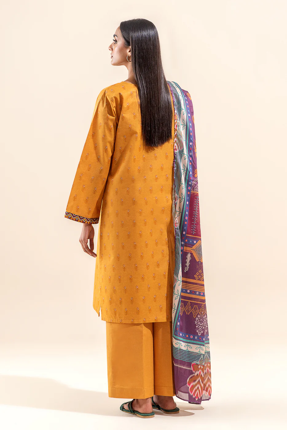 3 PIECE EMBROIDERED LAWN SUIT-SAFFRON GLORY (UNSTITCHED) - Image 5