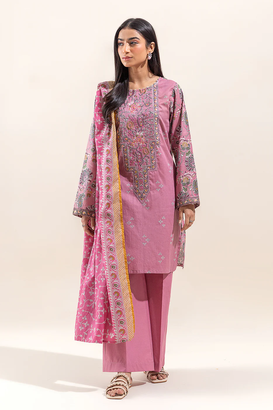 3 PIECE EMBROIDERED LAWN SUIT-BLUSG CRUSH (UNSTITCHED) - Image 2