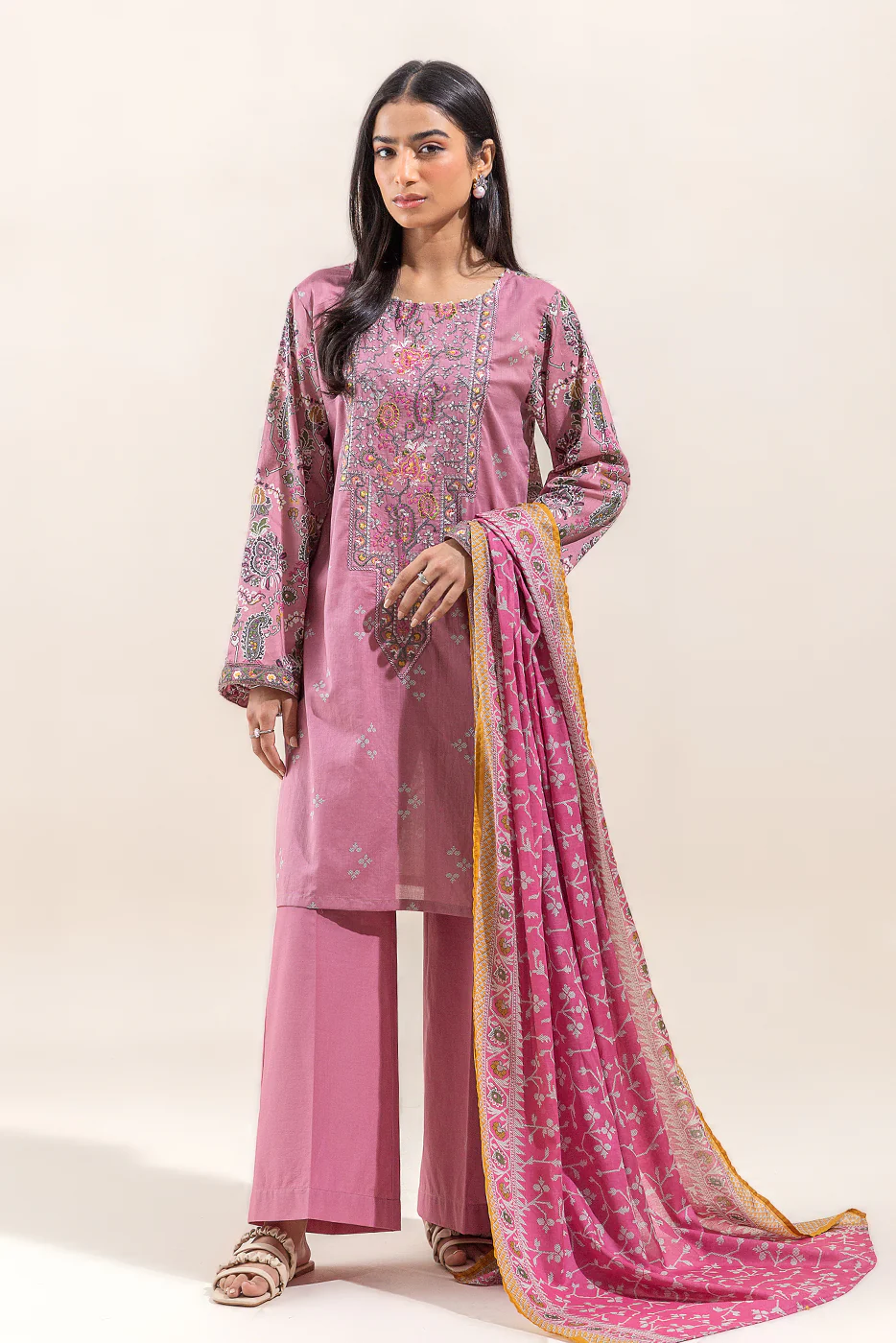 3 PIECE EMBROIDERED LAWN SUIT-BLUSG CRUSH (UNSTITCHED) - Image 5
