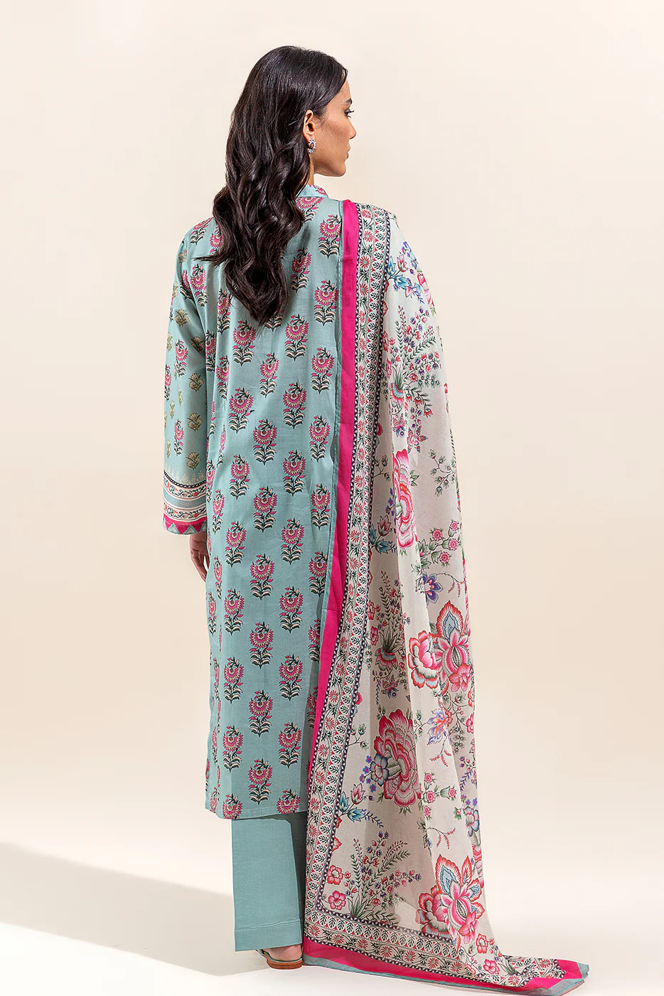 3 PIECE PRINTED LAWN SUIT-MIST GREEN (UNSTITCHED) - Image 5