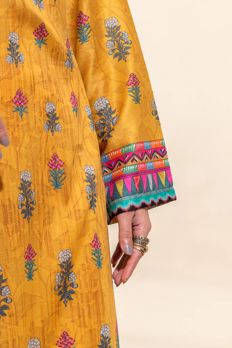 3 PIECE PRINTED LAWN SUIT-YELLOW VOYAGE (UNSTITCHED) - Image 3