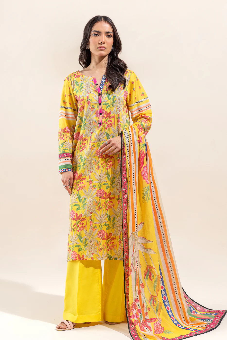3 PIECE PRINTED LAWN SUIT-JOYFUL SPRING (UNSTITCHED) - Image 6