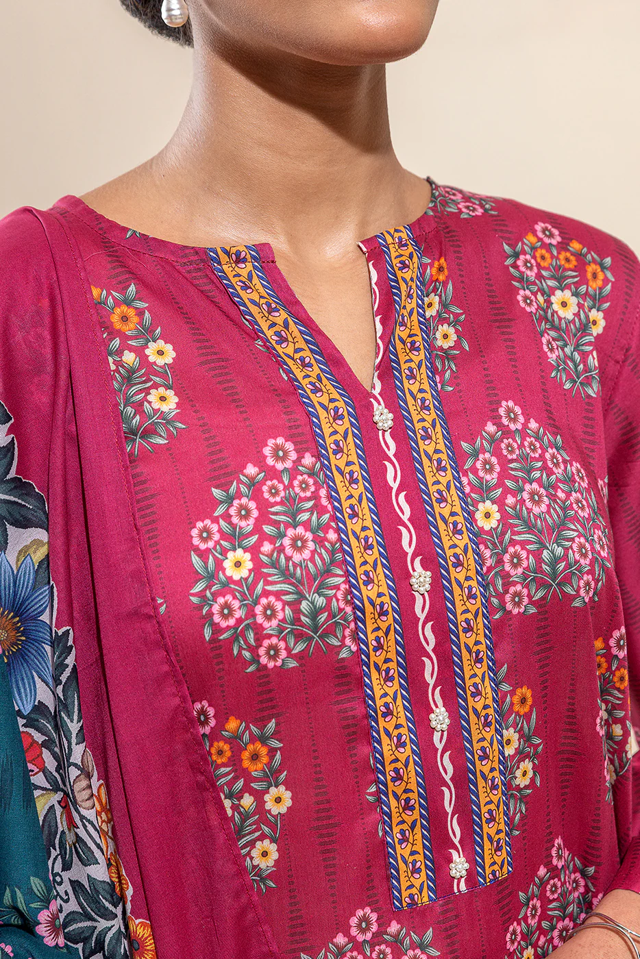 3 PIECE PRINTED LAWN SUIT-ROSETTE DAWN (UNSTITCHED) - Image 4