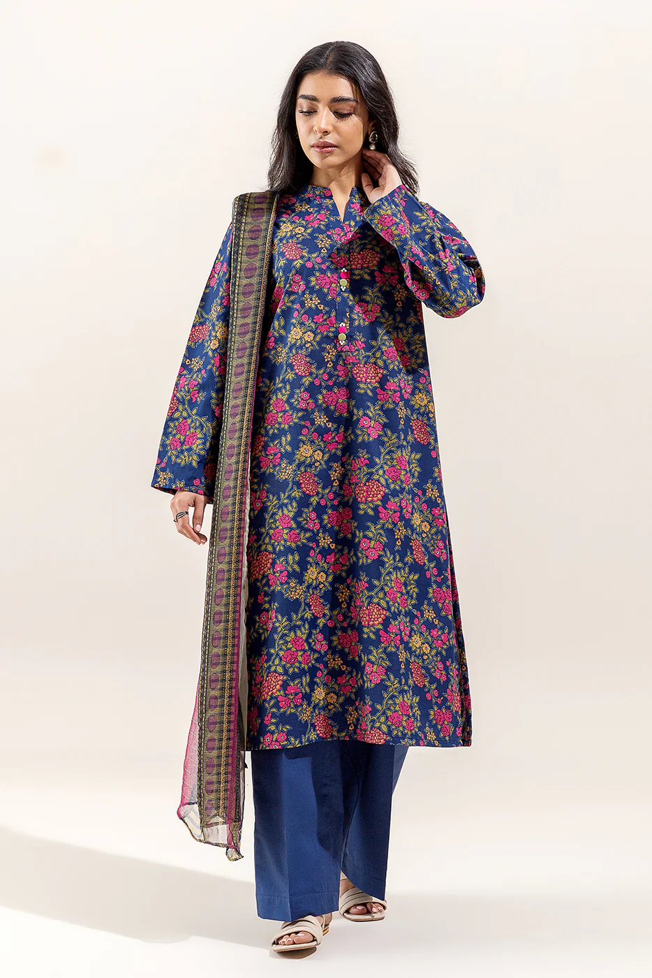 3 PIECE PRINTED LAWN SUIT-FLORET BLOOM (UNSTITCHED) - Image 2