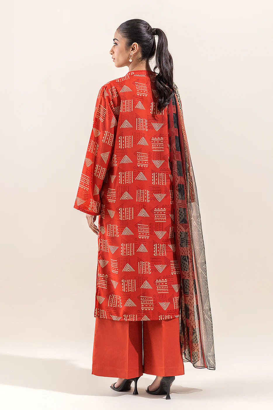 3 PIECE PRINTED LAWN SUIT-TANGERINE FUN (UNSTITCHED) - Image 5