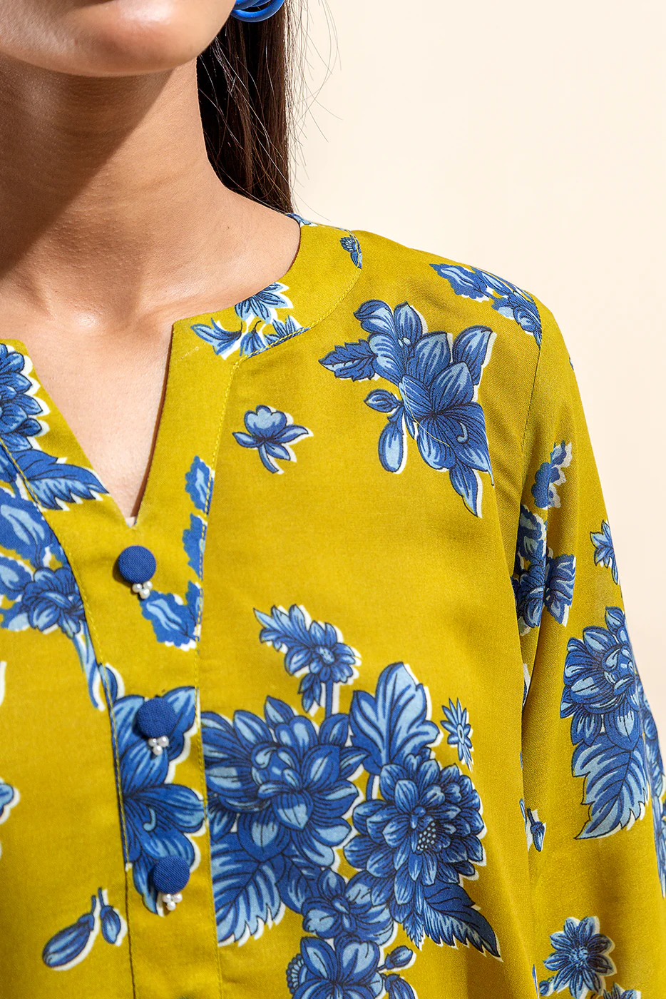3 PIECE PRINTED LAWN SUIT-LIME AZURE (UNSTITCHED) - Image 4