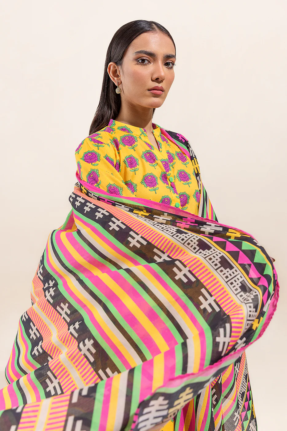 3 PIECE PRINTED LAWN SUIT-AMBER ROSE (UNSTITCHED)