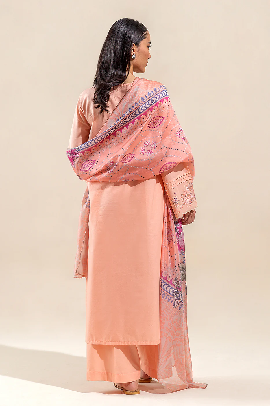 3 PIECE EMBROIDERED LAWN SUIT-CANTALOUPE MUSK (UNSTITCHED) - Image 5
