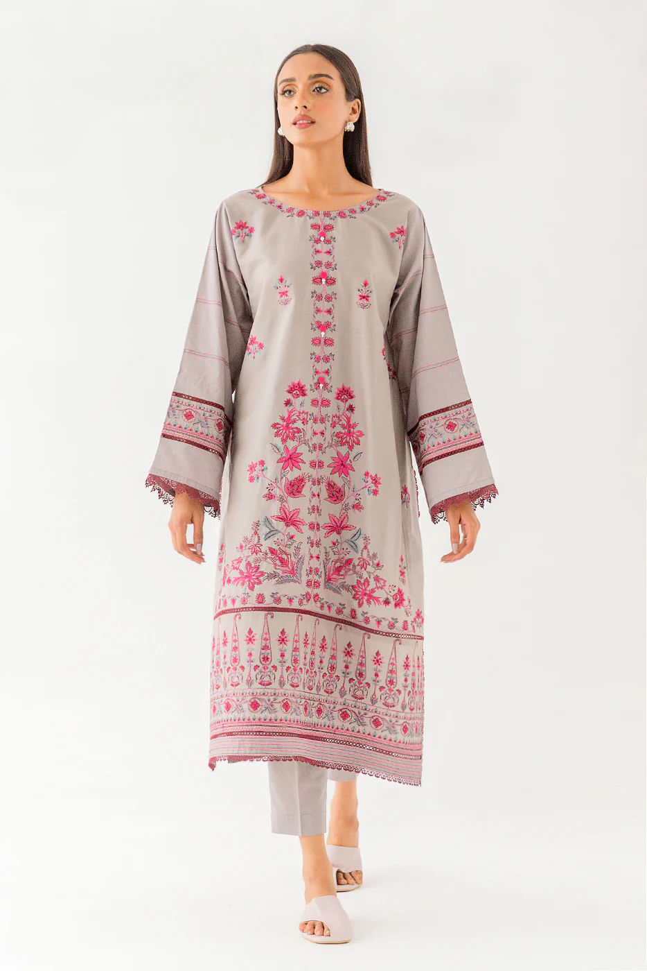 2 PIECE - EMBROIDERED CAMBRIC SUIT - ARCTIC SPRING (UNSTITCHED)