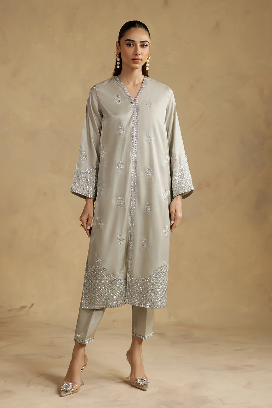 2 PIECE EMBROIDERED SILK SUIT (LUXURY-PRET) - Image 2
