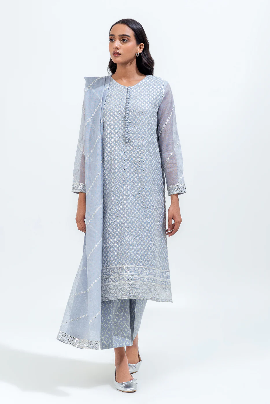 3 PIECE EMBROIDERED COTTON SUIT (LUXURY-PRET) - Image 6
