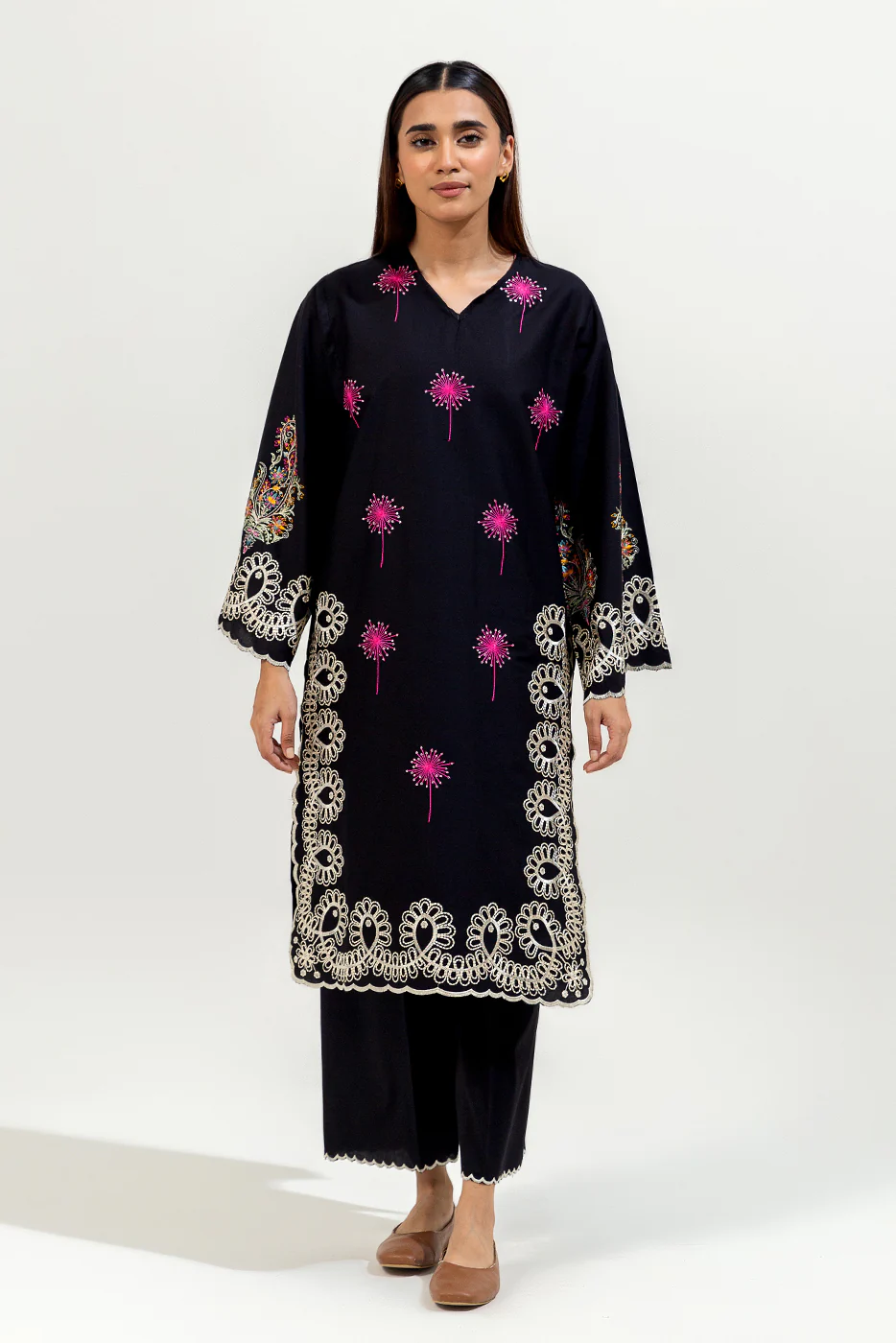 2 PIECE EMBROIDERED CAMBRIC SUIT (PRET) - Image 2