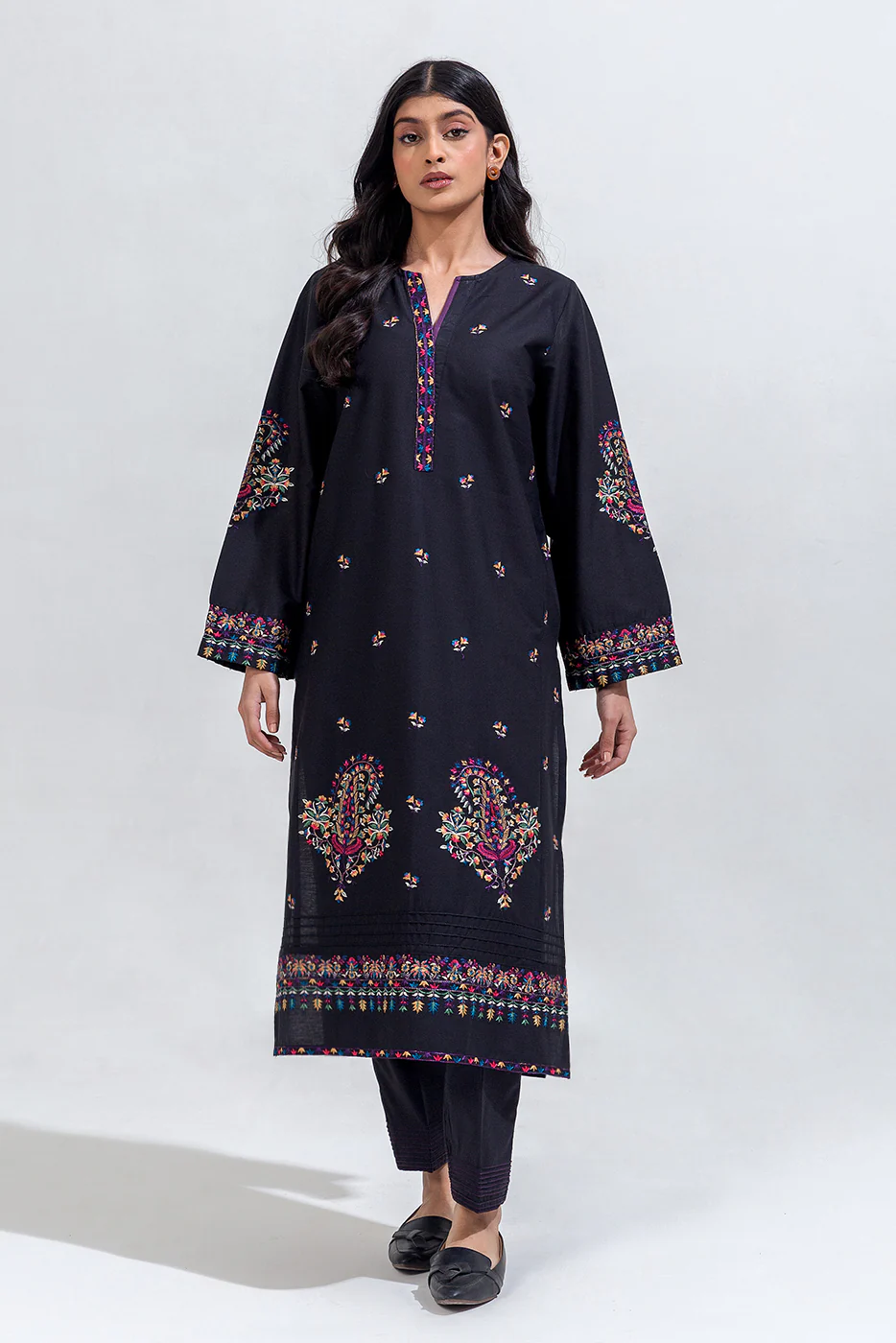2 PIECE EMBROIDERED CAMBRIC SUIT (PRET) - Image 2