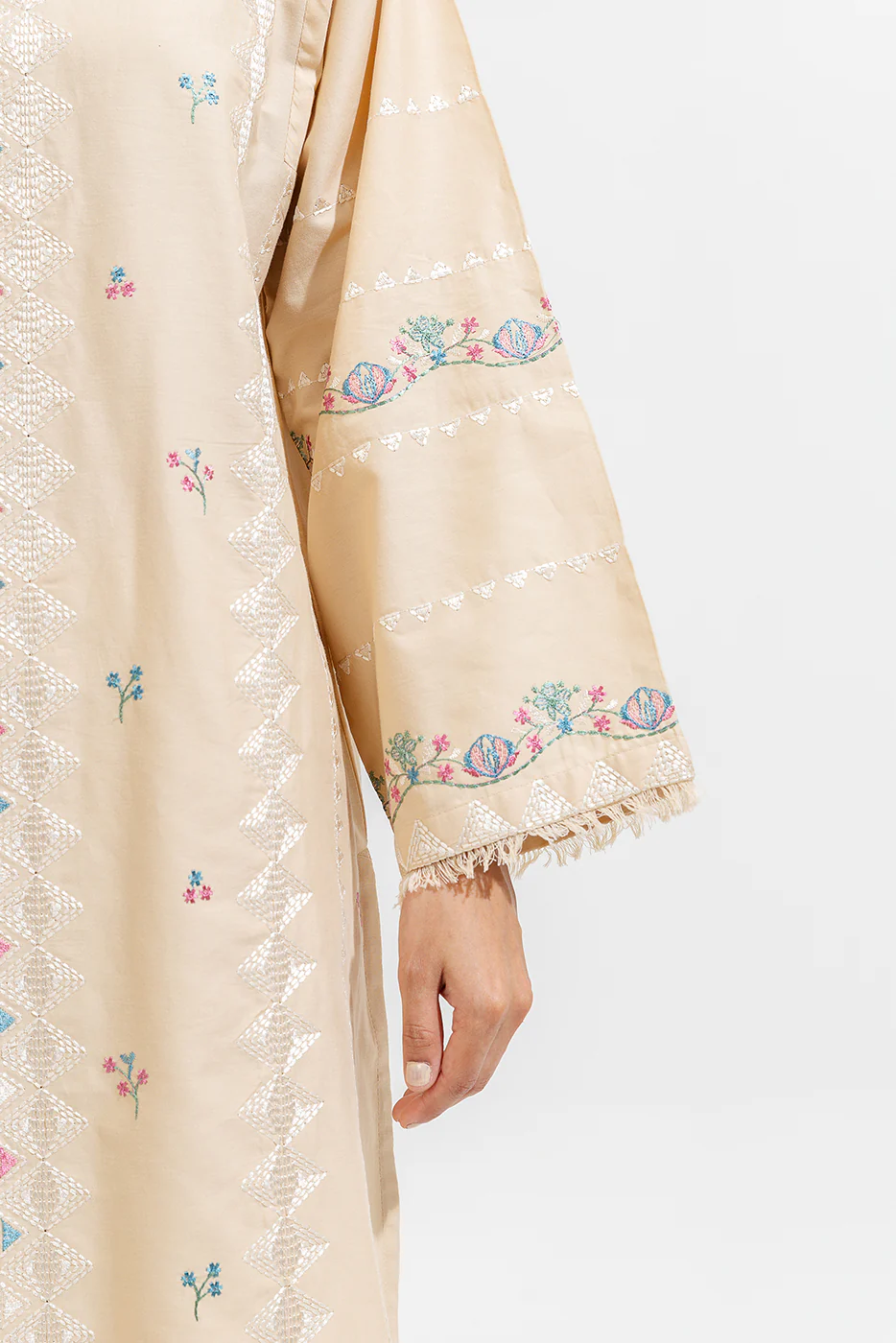 2 PIECE EMBROIDERED CAMBRIC SUIT (PRET) - Image 5