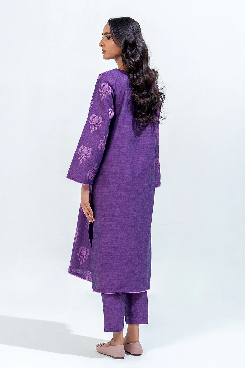 2 PIECE EMBROIDERED CHAMBRAY SUIT (PRET) - Image 3