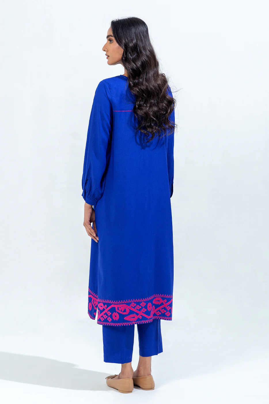 2 PIECE EMBROIDERED VISCOSE SUIT (PRET) - Image 3