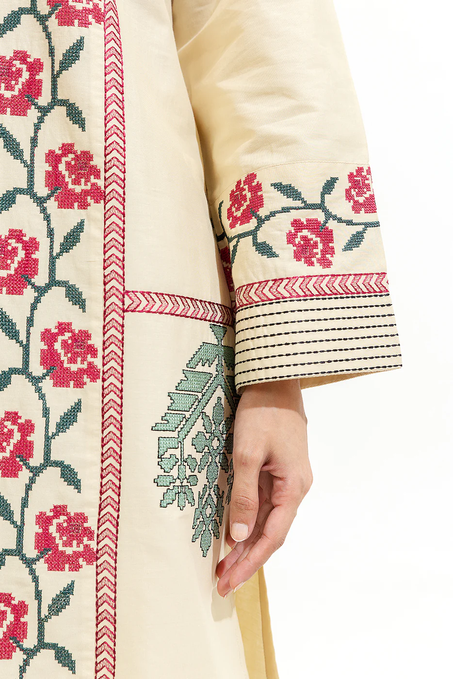 2 PIECE EMBROIDERED CAMBRIC SUIT (PRET) - Image 3
