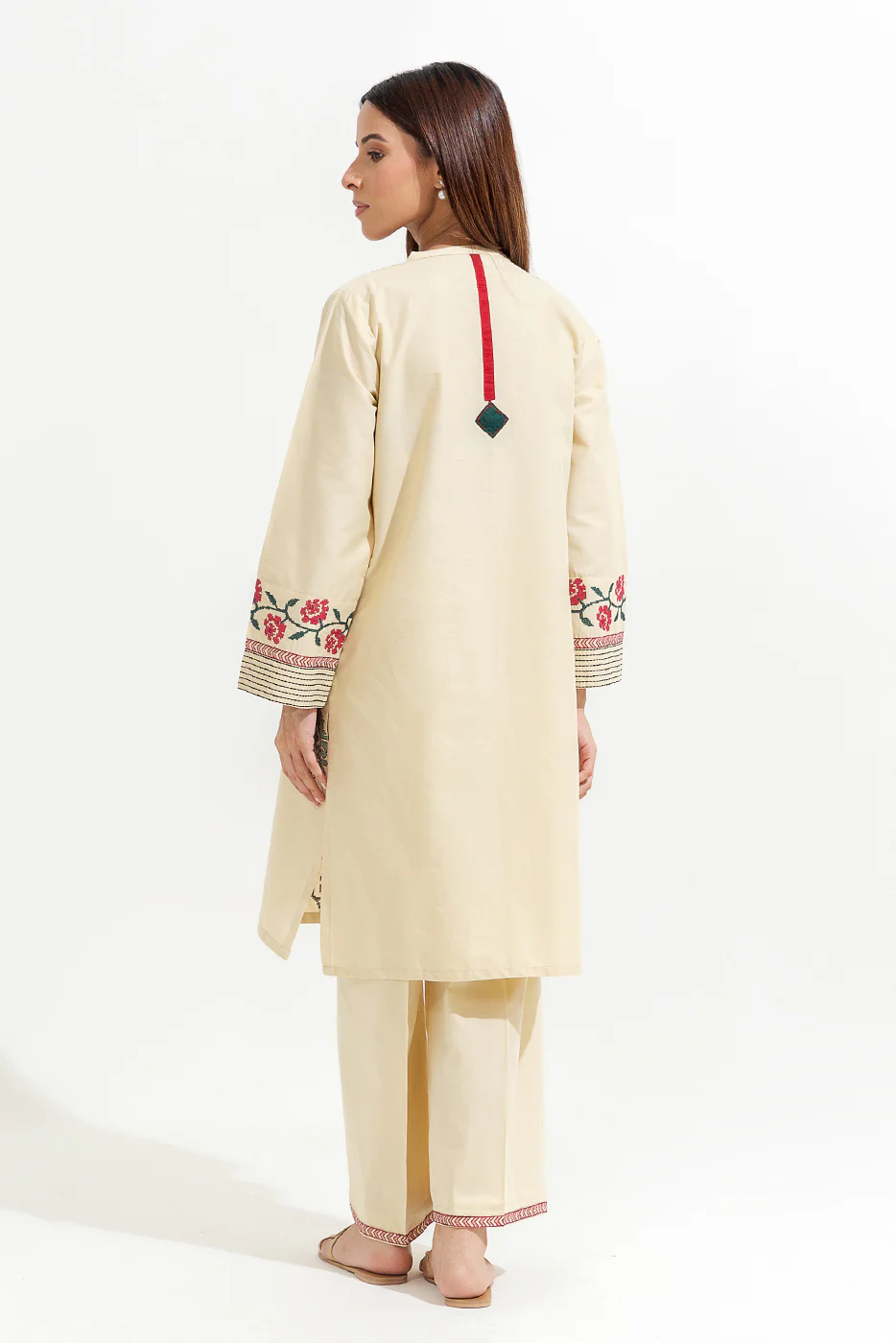 2 PIECE EMBROIDERED CAMBRIC SUIT (PRET) - Image 6