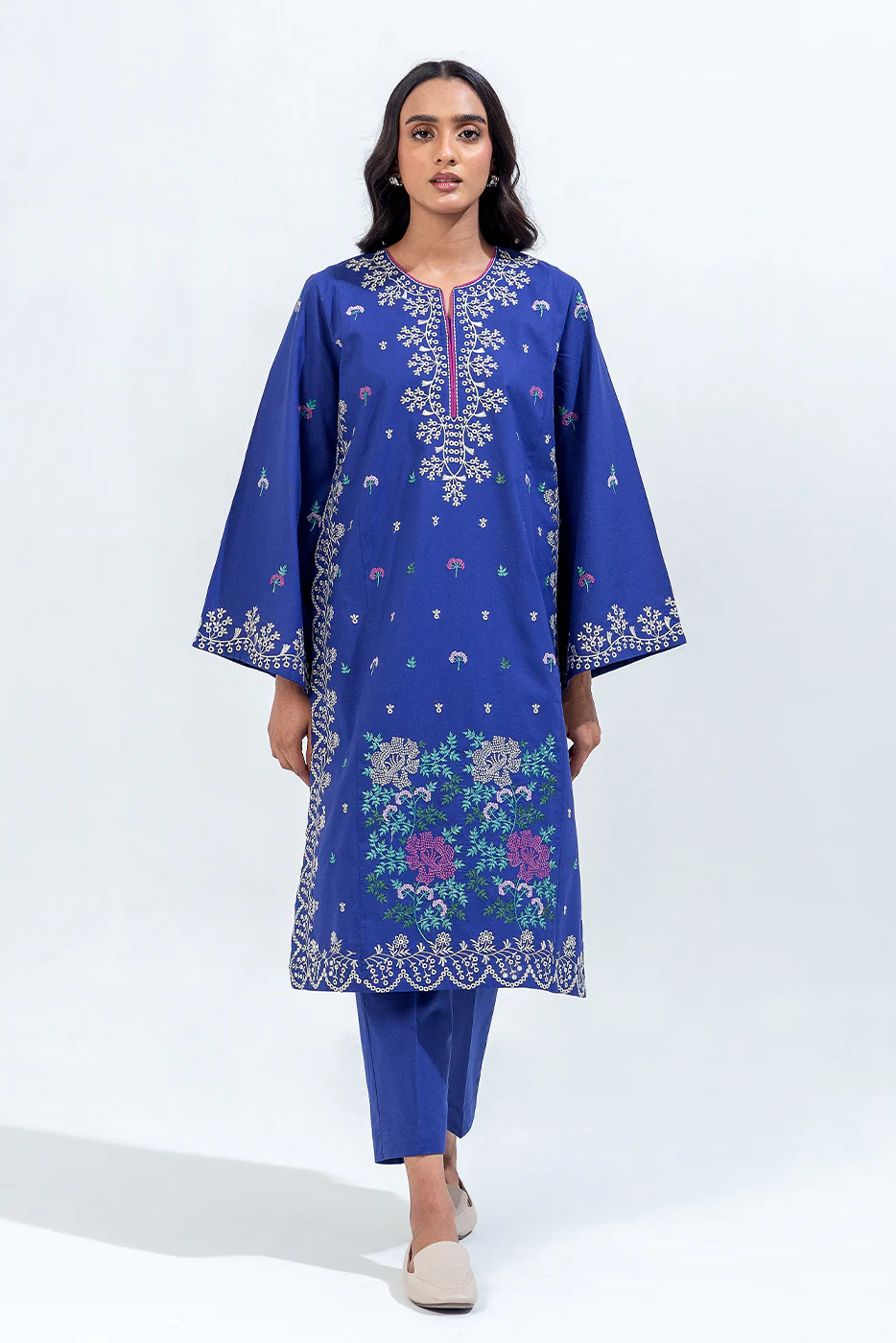 2 PIECE EMBROIDERED CAMBRIC SUIT (PRET) - Image 2