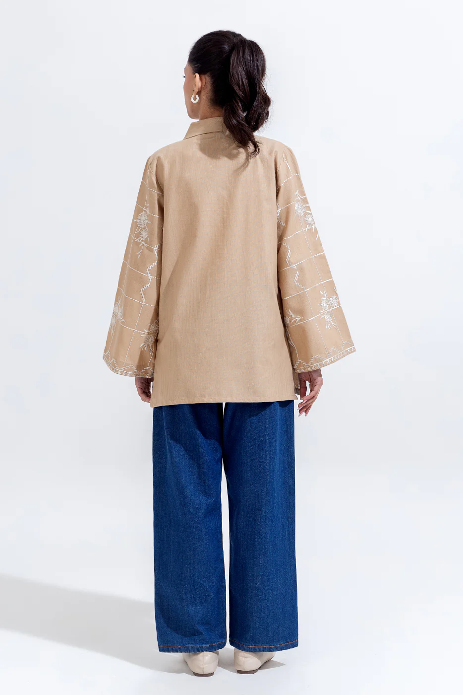 EMBROIDERED KHADDAR TOP (PRET) - Image 3