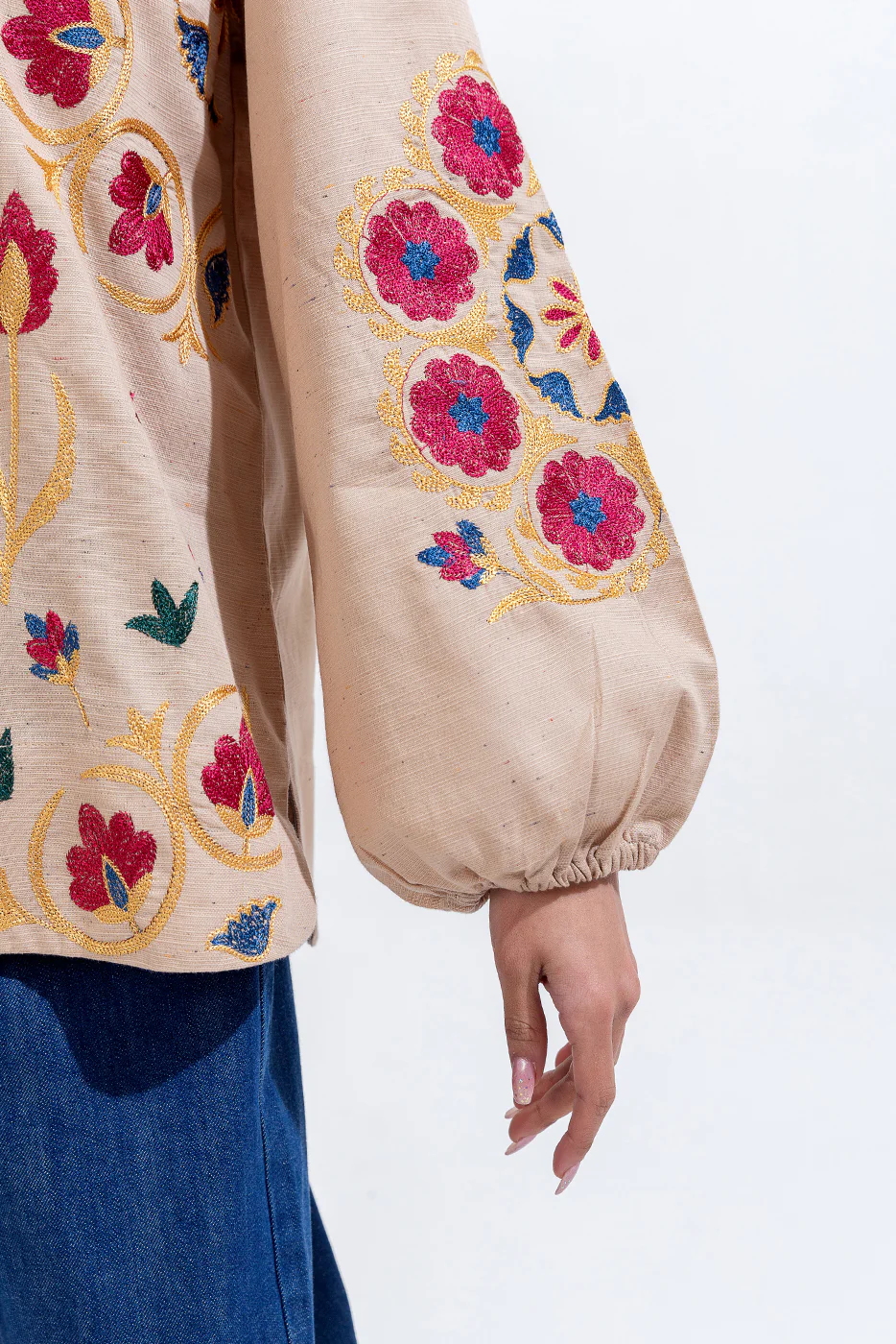 EMBROIDERED KHADDAR TOP (PRET) - Image 5