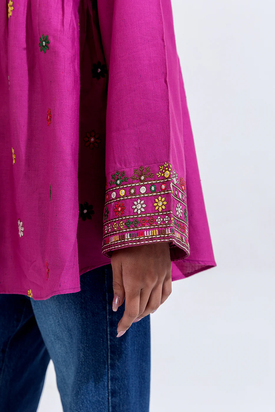 EMBROIDERED KHADDAR TOP (PRET) - Image 5