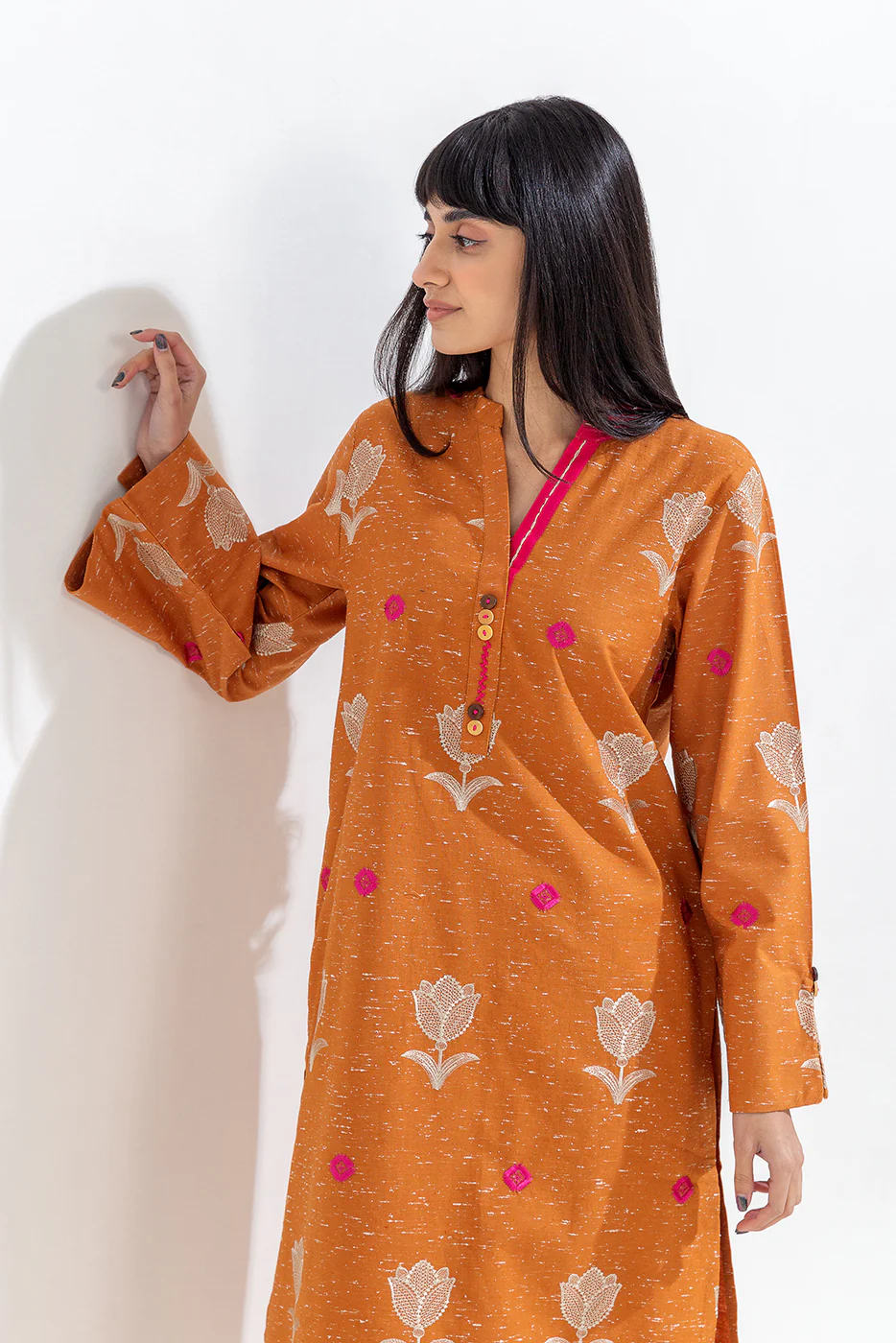 EMBROIDERED KHADDAR SHIRT (PRET) - Image 2