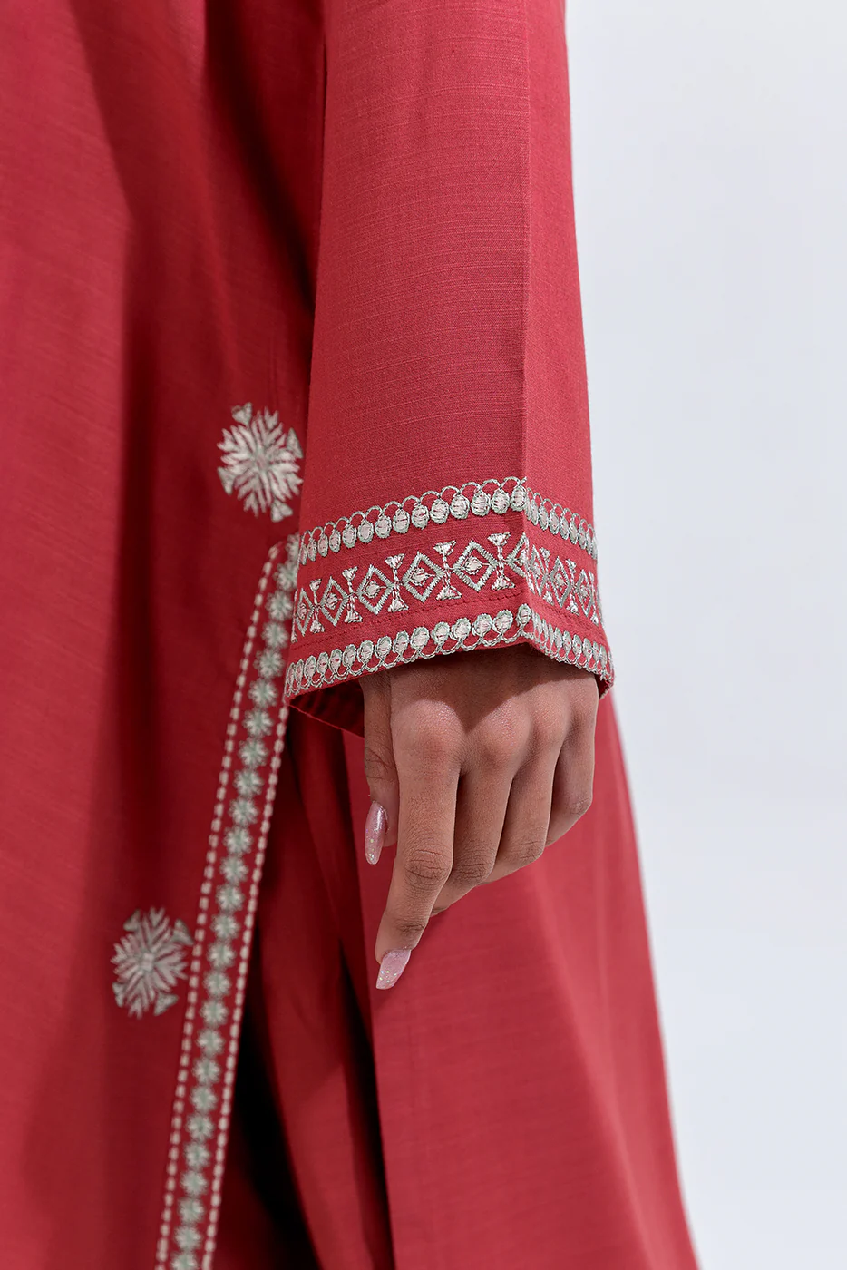 2 PIECE EMBROIDERED VISCOSE SUIT (PRET) - Image 5