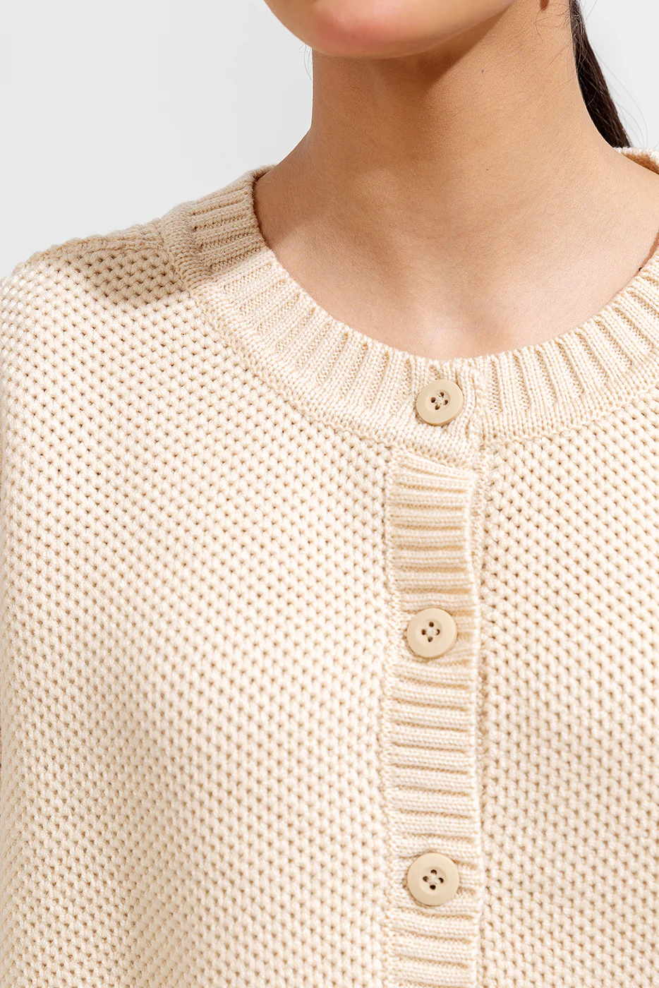 KNITTED CREW NECK CARDIGAN - Image 4