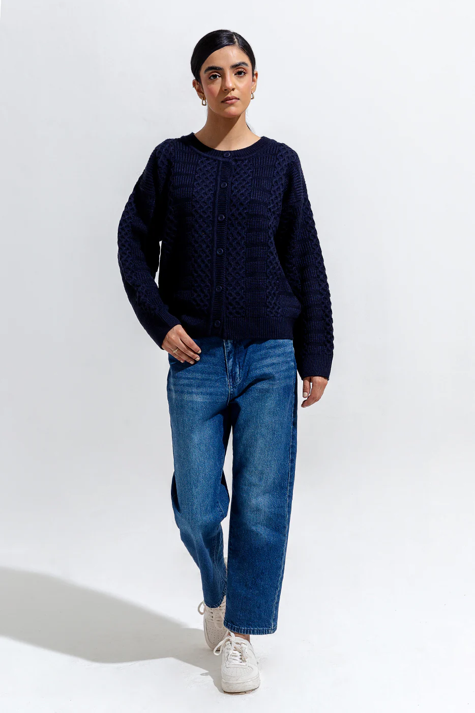 KNITTED CREW NECK CARDIGAN - Image 2