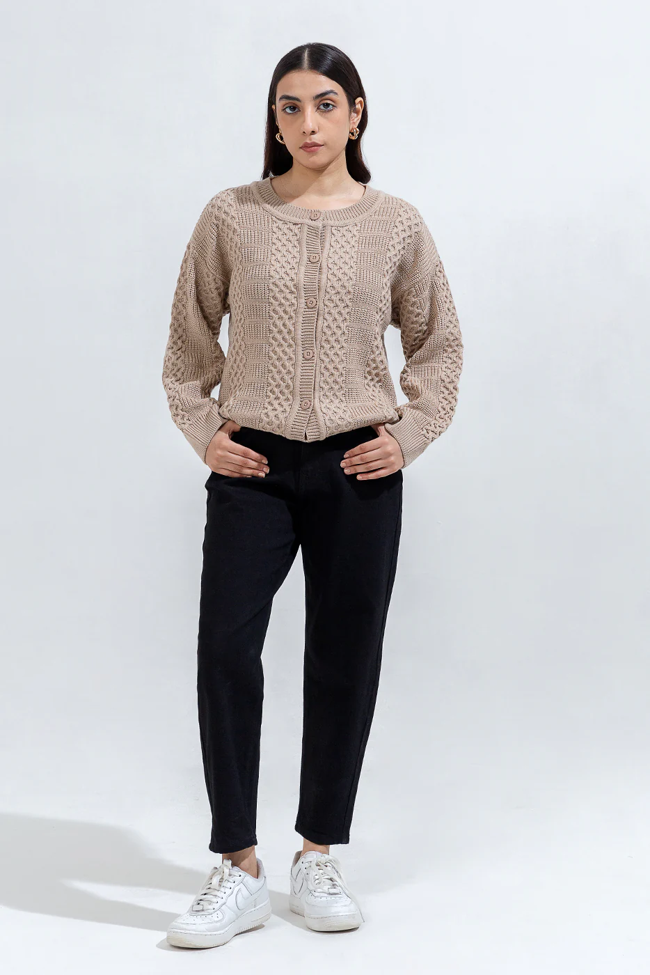KNITTED CREW NECK CARDIGAN - Image 3