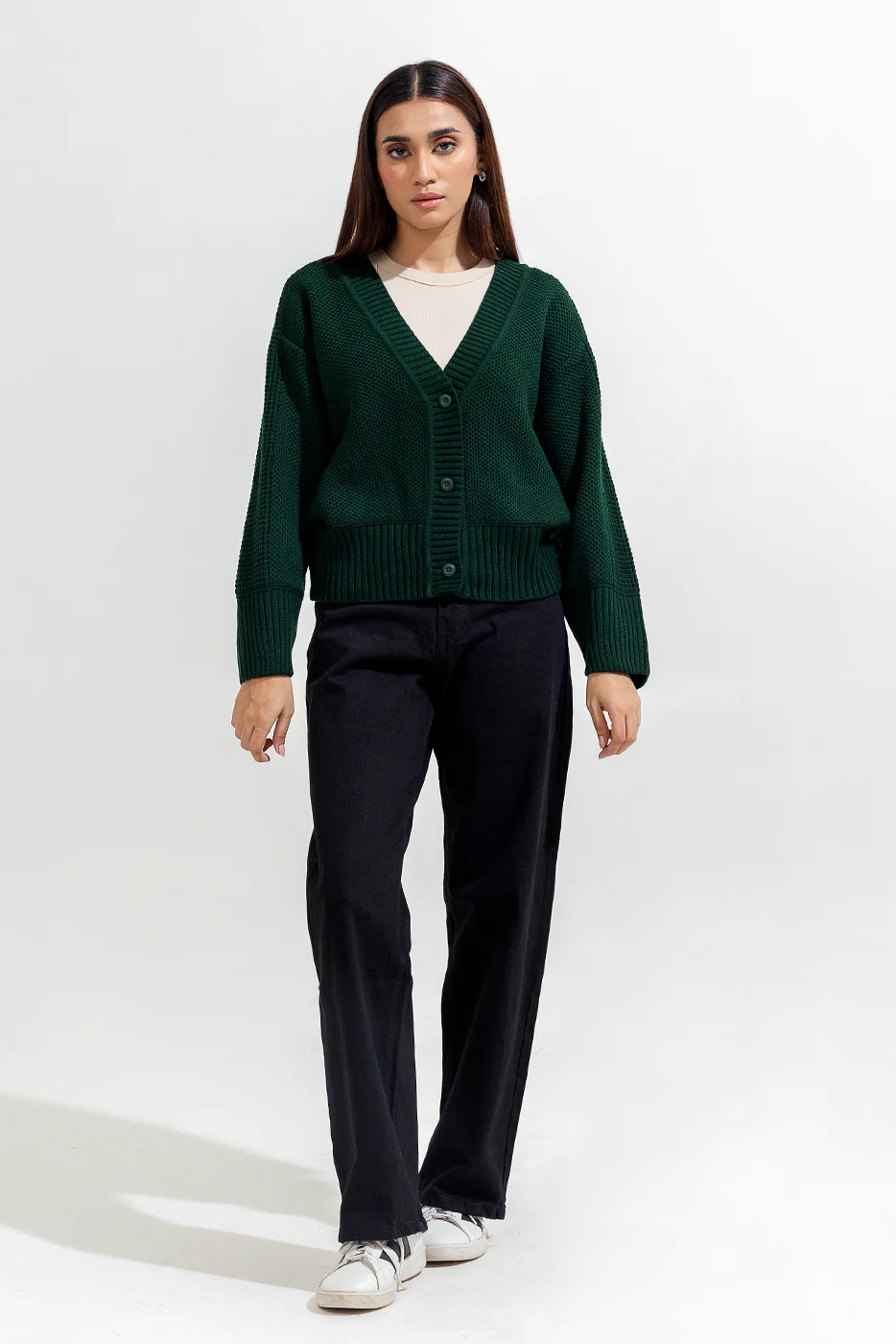 KNITTED CREW NECK CARDIGAN - Image 3