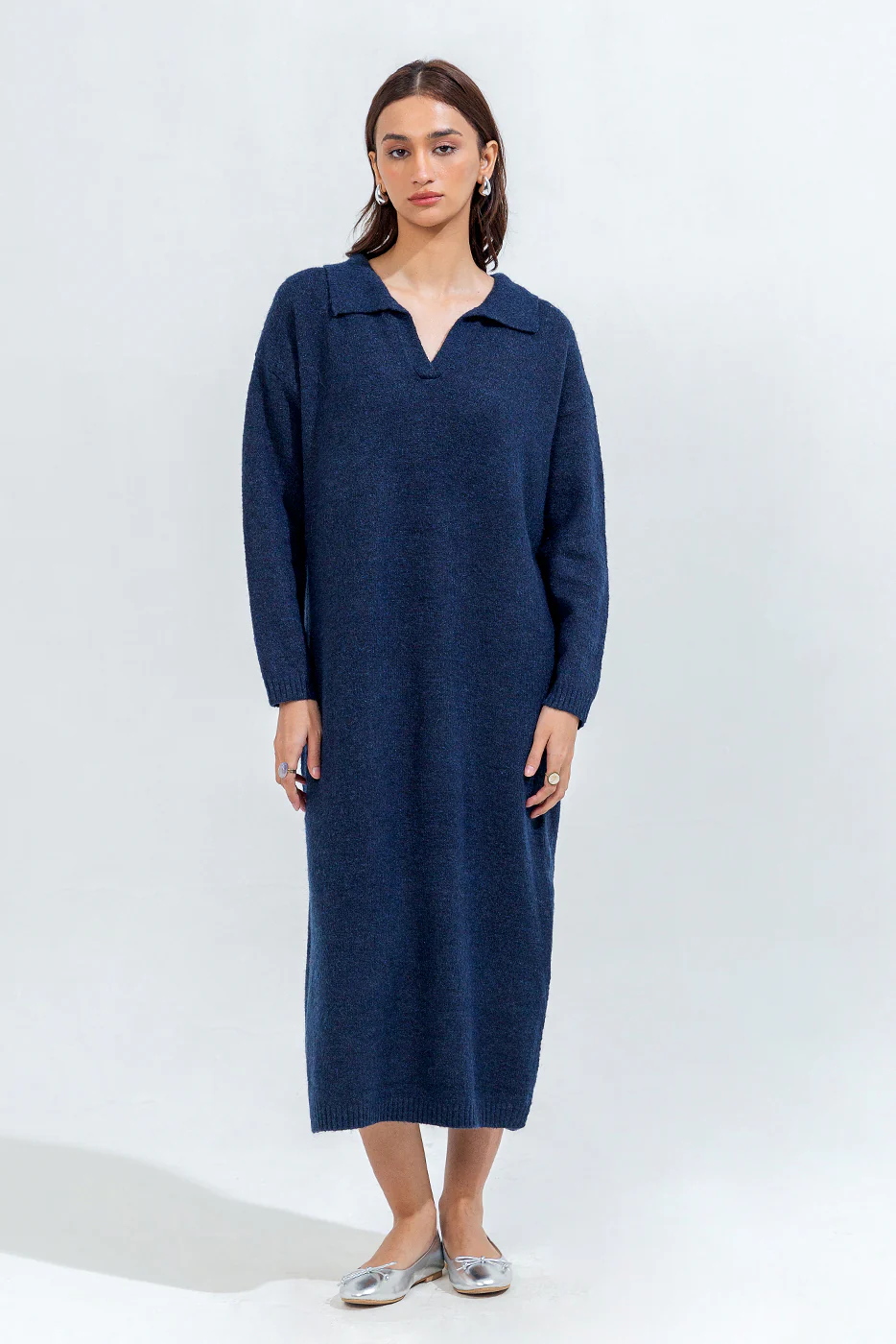 KNITTED COLLAR DRESS - Image 3