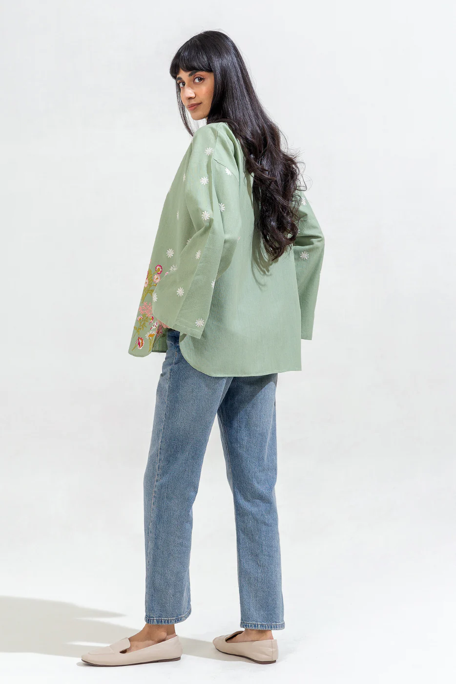 EMBROIDERED KHADDAR TOP (PRET) - Image 3